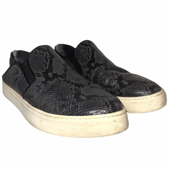 Vince Snake Skin Print Slip On Collapsible Leather Sneaker Mule 8 Garvey Nemesis - Picture 2 of 10